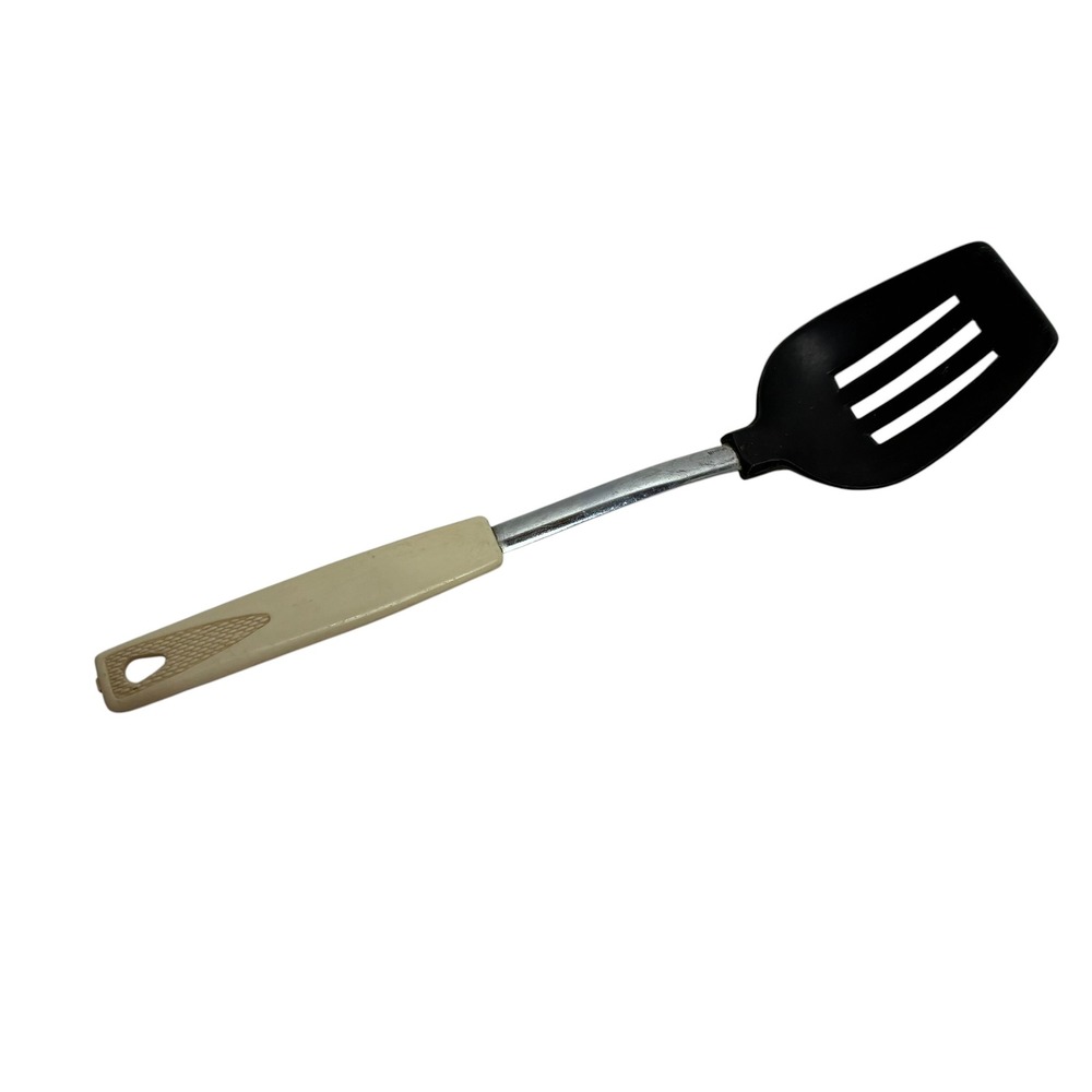 Koco 11" Slotted Spatula Turner Black Vintage Nylon Stainless Steel Japan